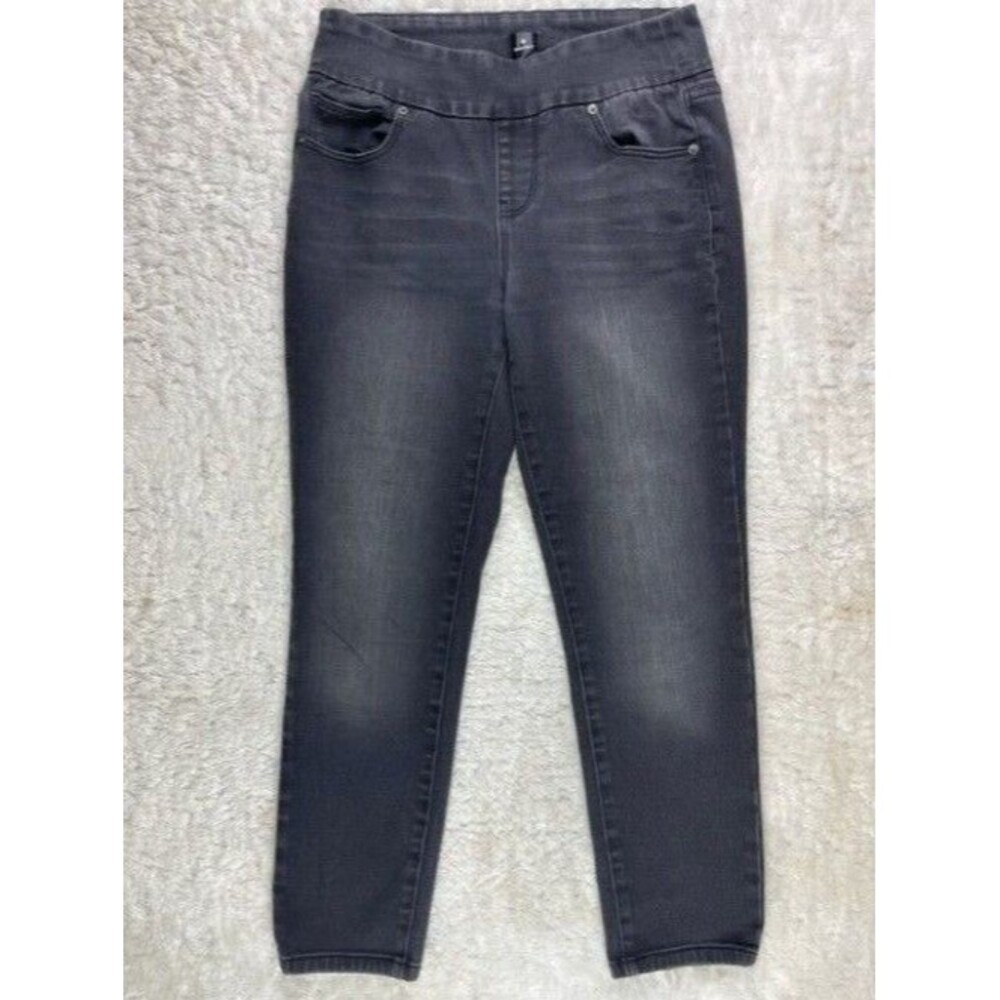 Dress Barn Size 2 Womens Jeans Black Stretch Pull On Mid Rise Skinny Ankle